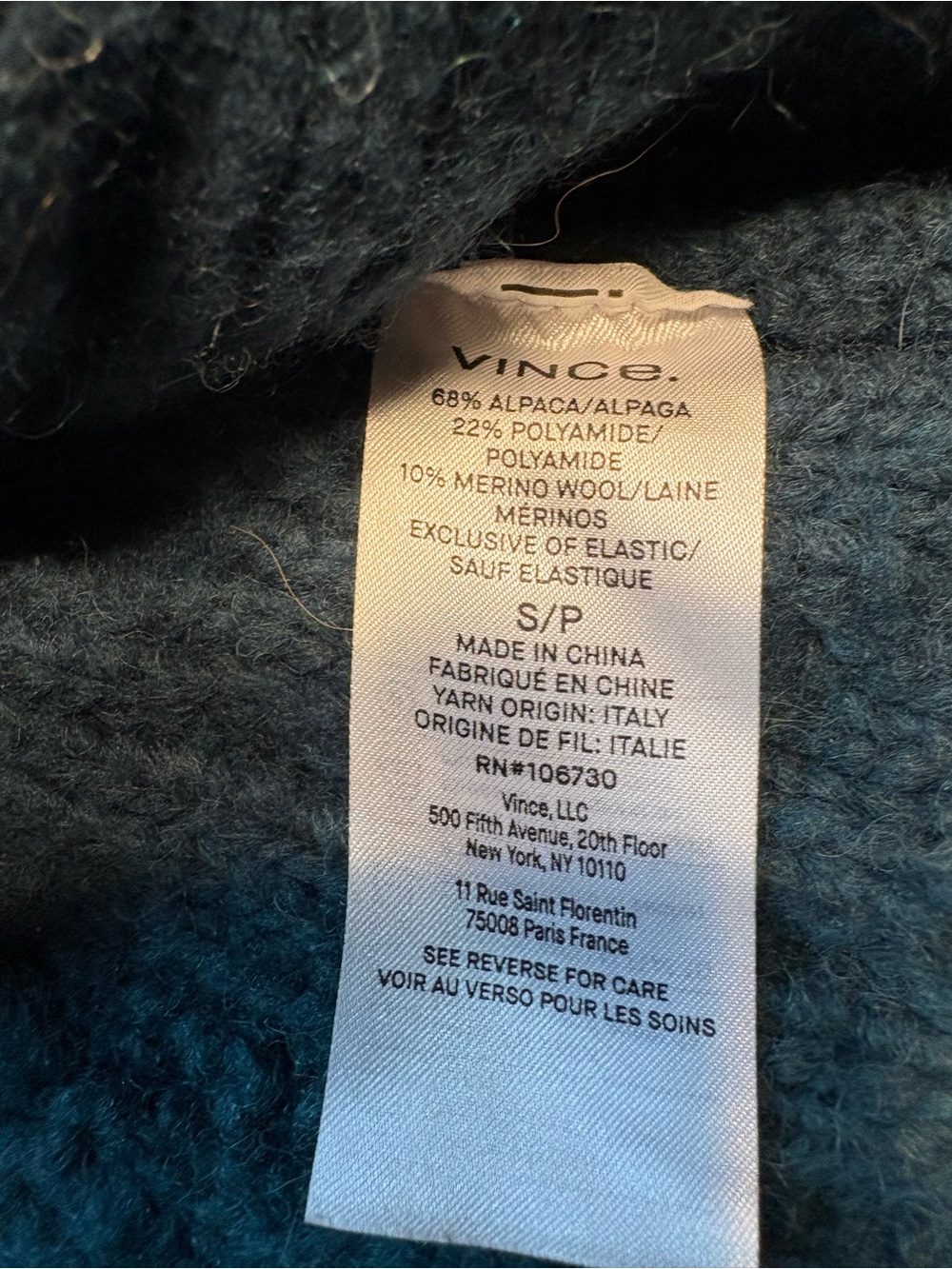 Vince Teal Cable Knit Turtleneck Sweater - Picture 5 of 8